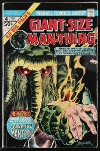 4p0258 MAN-THING Giant-Size #4 comic book May 1975 with 68 big pages, Howard the Duck faces death!