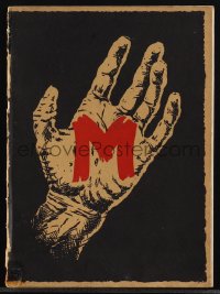 4p1028 M Danish program 1931 Fritz Lang's masterpiece, classic image of hand with chalk M, rare!