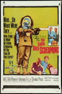 4p0711 EARTH DIES SCREAMING 1sh 1964 Terence Fisher, wacky monster, who or what were they?