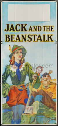 4p0152 JACK & THE BEANSTALK stage play English 3sh 1930s stone litho art of female Jack & axe!