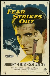 4p0728 FEAR STRIKES OUT 1sh 1957 Anthony Perkins as baseball player Jim Piersall!