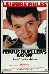 4p0729 FERRIS BUELLER'S DAY OFF 1sh 1986 c/u of Matthew Broderick in John Hughes teen classic!