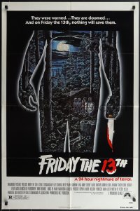 4p0739 FRIDAY THE 13th 1sh 1980 great Alex Ebel art, slasher classic, 24 hours of terror!