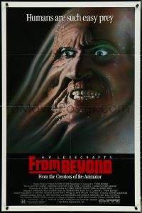 4p0742 FROM BEYOND 1sh 1986 H.P. Lovecraft, wild sci-fi horror image, humans are such easy prey!