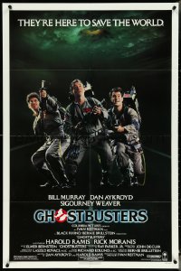 4p0748 GHOSTBUSTERS 1sh 1984 Bill Murray, Dan Aykroyd & Harold Ramis here to save the world!