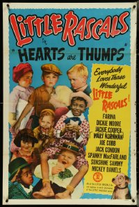 4p0764 HEARTS ARE THUMPS 1sh R1950 The Little Rascals & Our Gang, Jackie Cooper, Spanky!