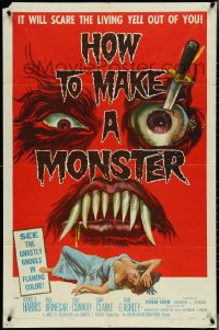 4p0777 HOW TO MAKE A MONSTER 1sh 1958 ghastly ghouls, it will scare the living yell out of you!