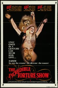 4p0783 INCREDIBLE TORTURE SHOW 1sh 1976 see the flesh-eating cannibal women, weird sexy horror art!