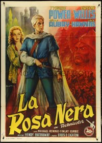 4p0296 BLACK ROSE Italian 1p 1952 art of Tyrone Power & Orson Welles by Ballester, ultra rare!