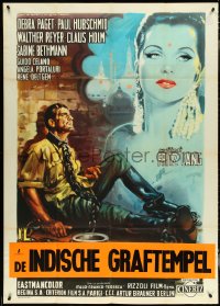 4p0300 INDIAN TOMB Italian 1p R1961 Fritz Lang, art of sexy Debra Paget by Luigi Martinati!