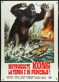 4p0306 TERROR OF GODZILLA Italian 1p 1976 best completely different art of wacky Kong-like monster!