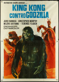 4p0291 GAMERA VS. GUIRON Italian 2p 1969 deceptive different art of King Kong & huge monsters!