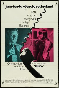 4p0799 KLUTE 1sh 1971 Donald Sutherland helps intended murder victim & call girl Jane Fonda!