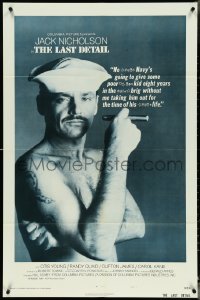 4p0802 LAST DETAIL 1sh 1973 Hal Ashby, c/u of foul-mouthed Navy sailor Jack Nicholson w/cigar