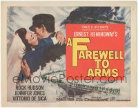 4p0388 FAREWELL TO ARMS TC 1958 Rock Hudson, Jennifer Jones, WWI, from the Ernest Hemingway novel!