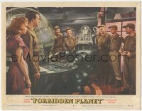 4p0480 FORBIDDEN PLANET linen LC #4 1956 Anne Francis & Nielsen watch Robby the Robot at controls!