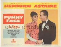 4p0484 FUNNY FACE LC #4 1957 best close up of elegant Audrey Hepburn & Fred Astaire in tuxedo!