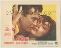 4p0489 GOLDEN EARRINGS LC #6 1947 best romantic c/u of sexy gypsy Marlene Dietrich & Ray Milland!