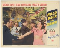 4p0494 HOLD BACK THE DAWN signed LC 1941 by Billy Wilder, Charles Boyer grabs sexy Paulette Goddard!