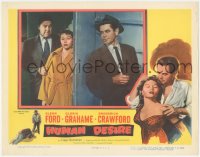 4p0495 HUMAN DESIRE LC 1954 Gloria Grahame literally & figuratively between Broderick Crawford & Ford