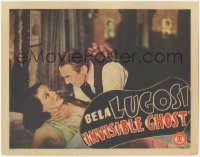 4p0501 INVISIBLE GHOST LC 1941 great close up of angry Bela Lugosi choking scared Polly Ann Young!