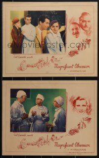 4p0622 MAGNIFICENT OBSESSION 2 LCs 1935 great images of Robert Taylor w/ Irene Dunne, Betty Furness!