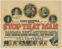 4p0430 STOP THAT MAN TC 1928 pretty Barbara Kent, Arthur Lake, cast portraits and border art!