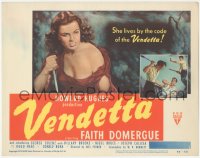 4p0442 VENDETTA TC 1950 Howard Hughes, Zamparelli art of sexy bad girl Faith Domergue w/knife!