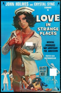 4p0812 LOVE IN STRANGE PLACES 24x37 1sh 1976 John Holmes & Crystal Sync, sexy nurse art, ultra rare!