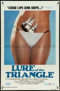 4p0815 LURE OF THE TRIANGLE 1sh 1978 Phillip Ronald, wild image of ship sinking in bikini!