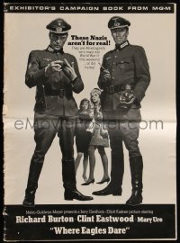 4p0215 WHERE EAGLES DARE pressbook 1968 Clint Eastwood, Richard Burton & Mary Ure in World War II!