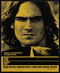 4p0198 TWO-LANE BLACKTOP presskit 1971 James Taylor, Oates, Bird, w/brochure and NO stills, rare!