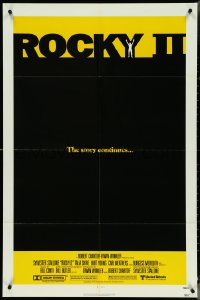 4p0888 ROCKY II 1sh 1979 Carl Weathers, Sylvester Stallone boxing sequel, black box design!