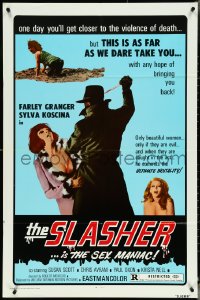 4p0909 SLASHER 1sh 1974 Farley Granger is the sex maniac who kills only beautiful women!