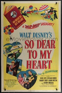 4p0912 SO DEAR TO MY HEART 1sh 1949 Walt Disney, Burl Ives w/guitar, Beulah Bondi, Harrey Carey