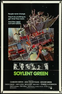 4p0913 SOYLENT GREEN 1sh 1973 Charlton Heston trying to escape by John Solie, people never change!