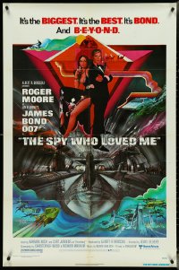 4p0915 SPY WHO LOVED ME 1sh 1977 great art of Roger Moore as James Bond by Bob Peak!