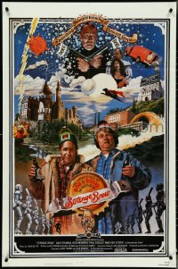 4p0919 STRANGE BREW 1sh 1983 John Solie art of hosers Rick Moranis & Dave Thomas with beer!