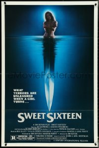 4p0928 SWEET SIXTEEN 1sh 1982 Bo Hopkins, Susan Strasberg, sexy horror image of knife & nude girl!