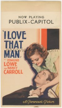 4p0130 I LOVE THAT MAN mini WC 1933 romantic close up of Nancy Carroll & Edmund Lowe, ultra rare!