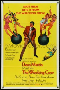 4p0979 WRECKING CREW 1sh 1969 McGinnis art of Dean Martin as Matt Helm w/ sexy Sommer, Tate & Kwan!