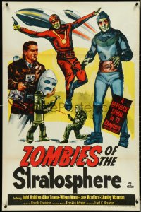 4p0981 ZOMBIES OF THE STRATOSPHERE 1sh 1952 cool art of aliens with guns including Leonard Nimoy!