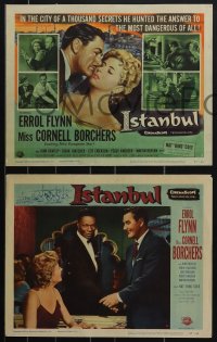 4p0580 ISTANBUL 8 LCs 1957 great images of Cornell Borchers, Errol Flynn in Turkey, Nat King Cole!