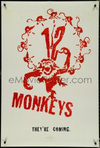 4r0662 12 MONKEYS teaser DS 1sh 1995 Bruce Willis, Brad Pitt, Stowe, Terry Gilliam directed sci-fi!