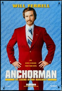 4r0677 ANCHORMAN teaser DS 1sh 2004 The Legend of Ron Burgundy, image of newscaster Will Ferrell!