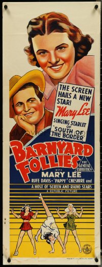 4r0140 BARNYARD FOLLIES long Aust daybill 1940 different art of Mary Lee, sexy dancers, ultra rare!