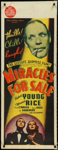 4r0143 MIRACLES FOR SALE long Aust daybill 1939 Robert Young, Florence Rice, directed by Tod Browning!