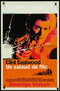 4r0288 DIRTY HARRY Belgian 1971 art of Clint Eastwood pointing his .44 magnum, Don Siegel classic!