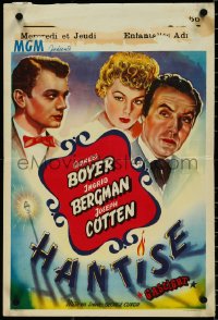 4r0291 GASLIGHT Belgian R1950s different art of Ingrid Bergman, Joseph Cotten & Charles Boyer!