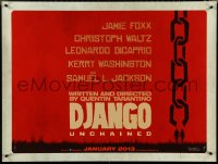 4r0242 DJANGO UNCHAINED teaser DS British quad 2012 Jamie Foxx, Leonardo DiCaprio, cool chain design!